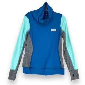 Pink Pullover Women M Blue Ultimate Cowl Neck Colorblock Thumbhole Active Top